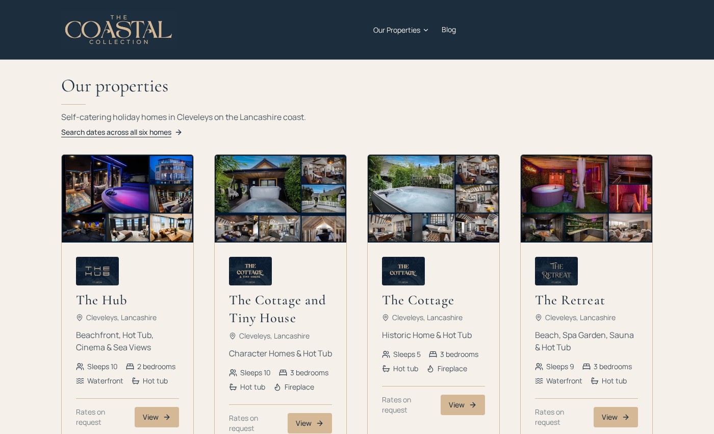 The Coastal Collection direct booking website screenshot