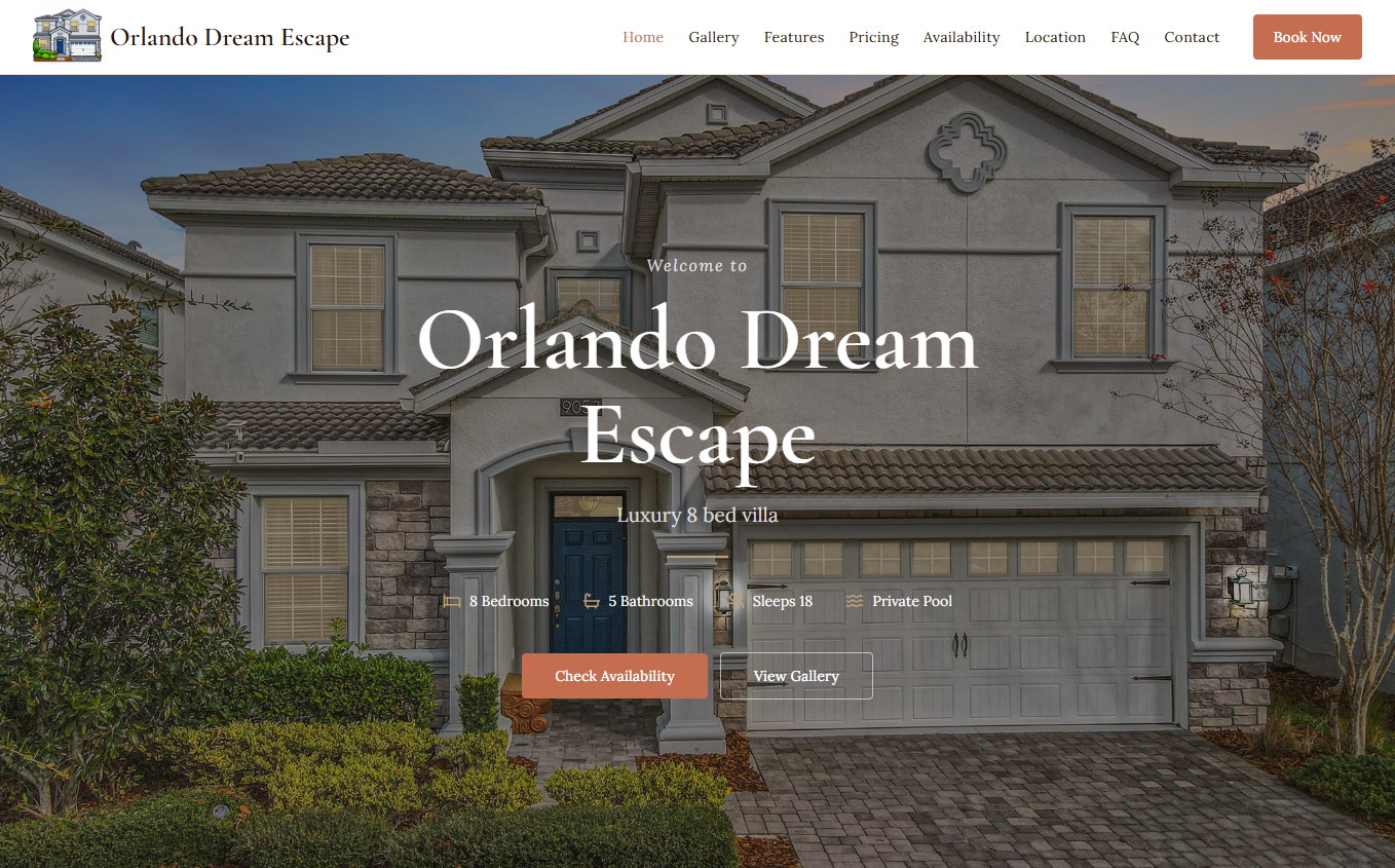 Orlando Dream Escape website screenshot