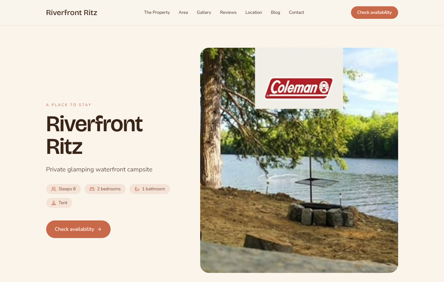 Riverfront Ritz direct booking website screenshot